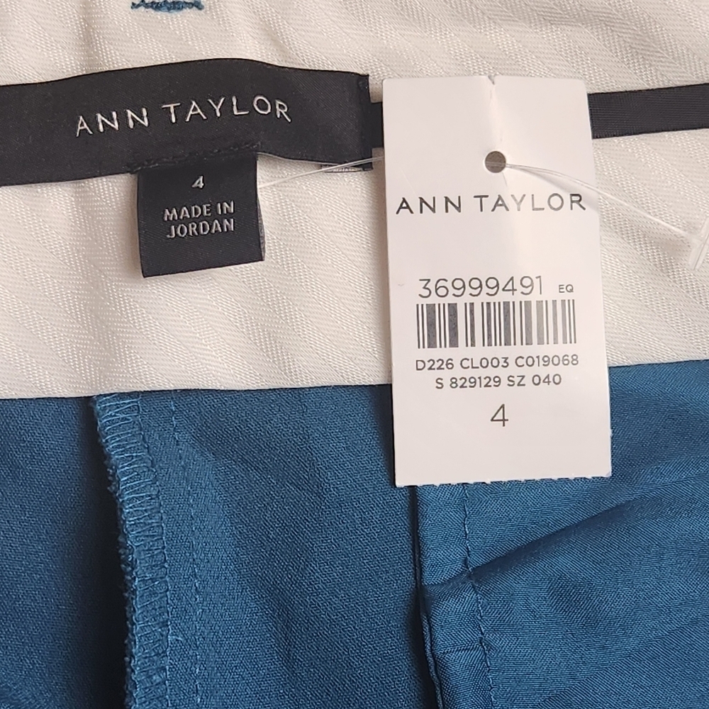 Dress pants Trouser Mid-rise Flared silhouette Teal color Pockets ANN TAYLOR NWT - Picture 16 of 16